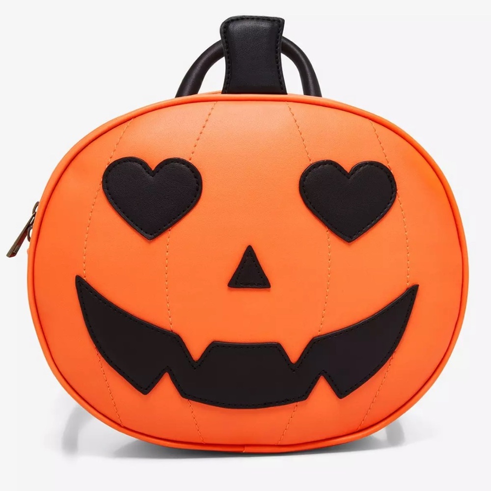 Orange Pumpkin Backpack with Black Details